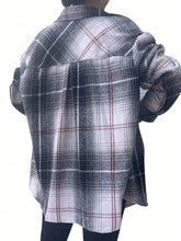 Women's Plaid Long Sleeve Single Breasted Casual Pocket Loose Shirt, Autumn